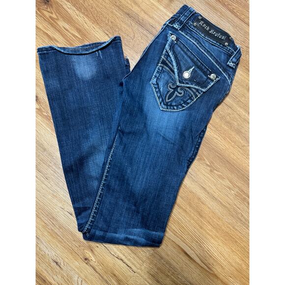 Rock Revival Stephanie Boot Bootcut Jeans Size 25 Bling Embroidered EB - Picture 1 of 7